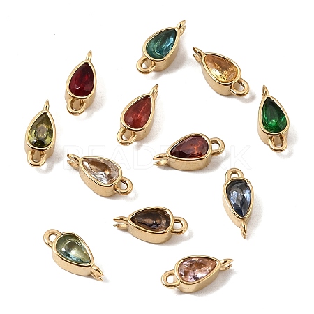 12 Colors 304 Stainless Steel Pave Cubic Zirconia Geometric Connector Charms SA-CBAFEA1-01A-G-1