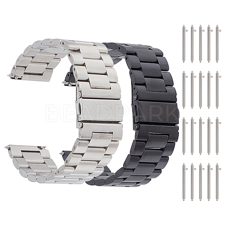 DICOSMETIC 2Pcs 2 Colors 303 Stainless Steel Quick Release Watch Bands FIND-DC0001-20-1