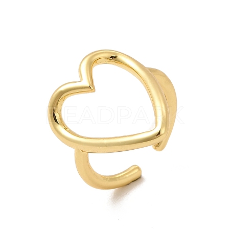 Rack Plating Brass Heart Open Cuff Rings RJEW-C050-02G-1