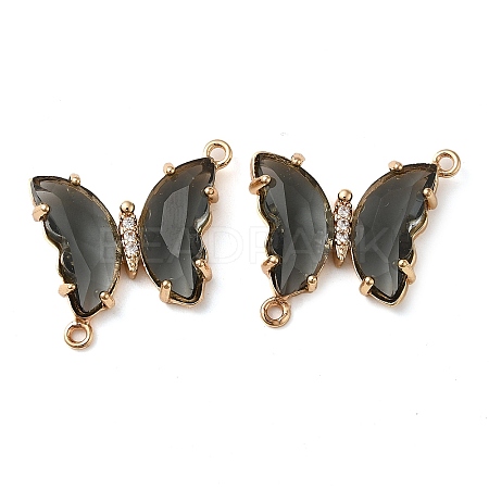 Brass Pave Faceted Glass Connector Charms FIND-Z020-04V-1