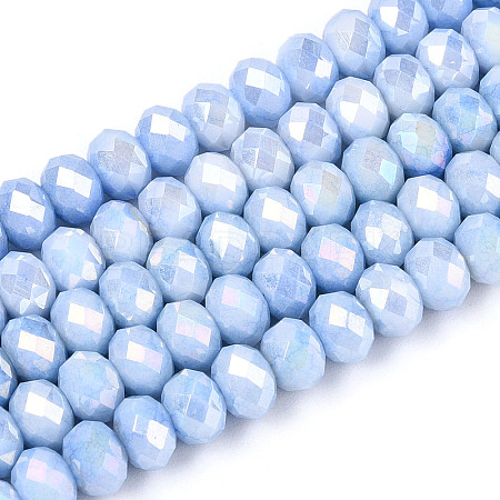 Anti-Tarnish Electroplate Rondelle Glass Beads Strands X-EGLA-T021-6mm-17-09-1
