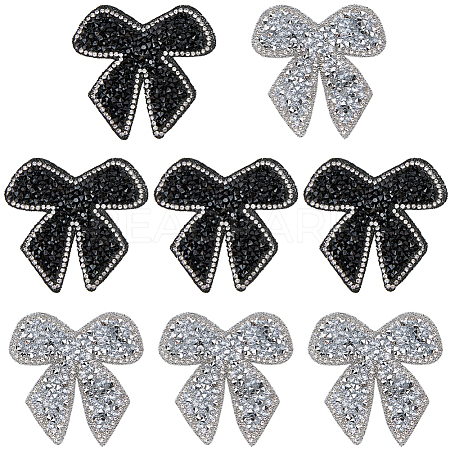 8Pcs 2 Colors Bowknot Hotfix Rhinestone Iron on Patches Appliques DIY-CP0009-66-1