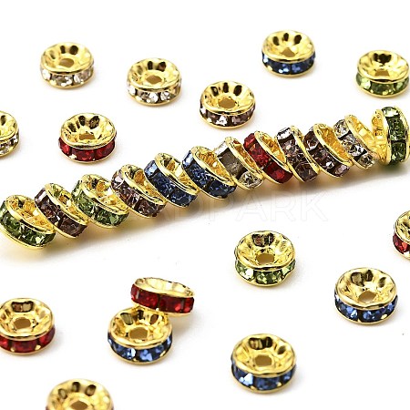 Brass Rhinestone Spacer Beads RB-A014-Z8mm-G-1