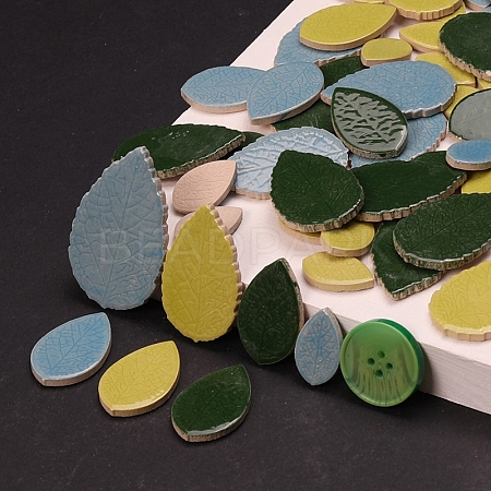 Leaf Shape Porcelain Mosaic Tiles PW-WG00441-07-1