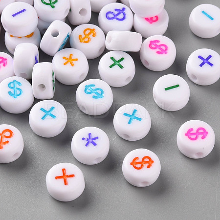 Craft Style White Mixed Color Acrylic Symbol Beads MACR-Q241-A002-1
