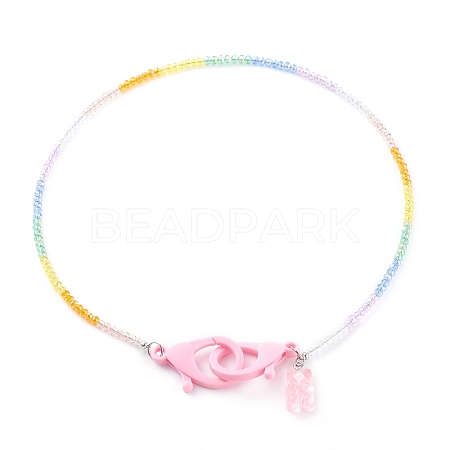 Rainbow Personalized Electroplate Glass Beaded Necklaces NJEW-JN03410-04-1