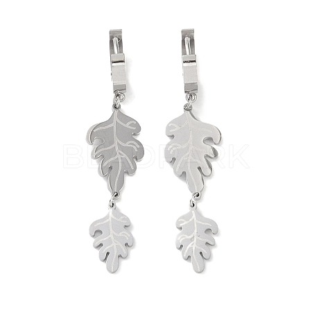 Non-Tarnish Leaf 304 Stainless Steel Dangle Earrings EJEW-L283-017P-1