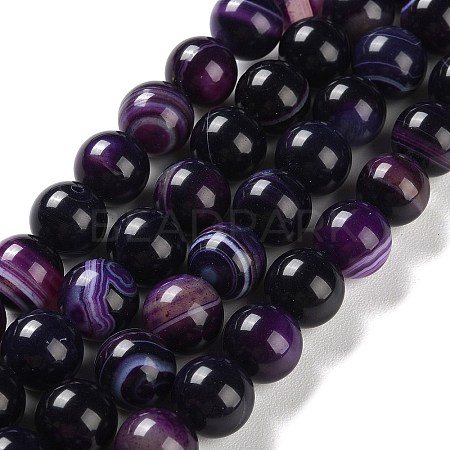 Natural Striped Agate/Banded Agate Beads Strands G-Z060-A01-C12-1