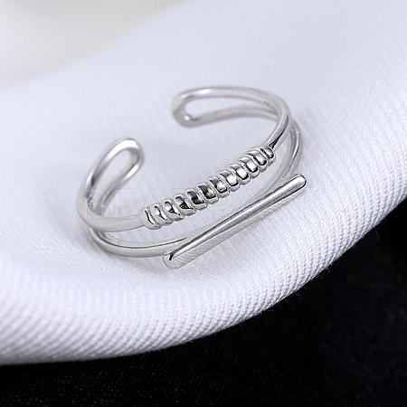 925 Sterling Silver Cuff Rings for Women RJEW-U046-02P-1