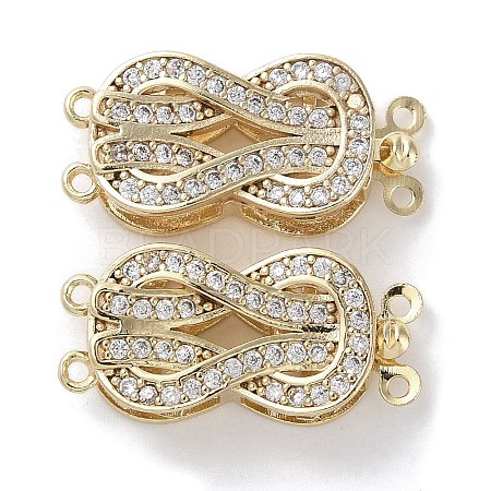 Brass Micro Pave Clear Cubic Zirconia Box Clasps KK-G491-01G-1