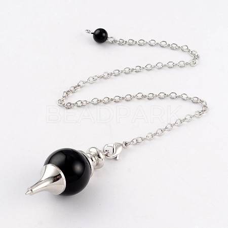 Natural Obsidian Sphere Dowsing Pendulums X-BJEW-E292-A04-1