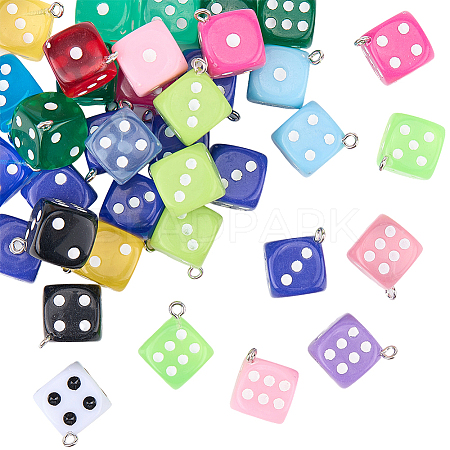 40Pcs 2 Colors Transparent/Opaque Acrylic Enamel Pendants TACR-SC0002-69-1