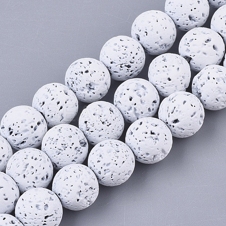 Spray Painted Natural Lava Rock Beads Strands G-N0324-D-10-1