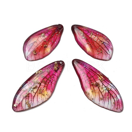 4Pcs Transparent Epoxy Resin Butterfly Wings Pendants RESI-C057-04B-1