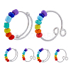 DICOSMETIC 10Pcs 2 Style Rainbow Color Glass Beaded Rotating Open Cuff Rings Set RJEW-DC0001-15-1
