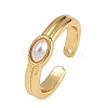 Brass & Oval ABS Imitation Pearl Cuff Rings LS-RJEW-S633-01G-2