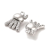 Brass Micro Pave Clear Cubic Zirconia Charms KK-C054-07P-2
