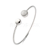 Clear Cubic Zirconia Open Cuff Bangle BJEW-G737-01P-03-4