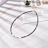 Shell Cross & Glass Beaded Necklace for Women NJEW-JN03910-02-2
