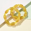 Natural Yellow Agate Bead Stretch Bracelets G-P570-01K-3