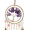 Wire Wrapped Natural Amethyst Chips Tree of Life Wind Chime HJEW-G028-04B-2