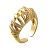 Brass Micro Pave Clear Cubic Zirconia Cuff Rings for Women RJEW-Q008-04G-2