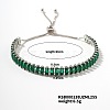 Brass Emerald Rhinestone Box Chain Slider Bracelets for Women TG7650-1-1