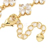 Rack Plating Brass Pave Clear Cubic Zirconia Flower Link Chain Necklaces NJEW-Q345-03G-03-2