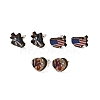 3 Pairs 3 Styles Independence Day Theme Wood Stud Earrings Sets SJEW-K002-06-1