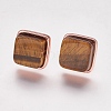 Natural Tiger Eye Stud Earrings EJEW-F139-A02-3