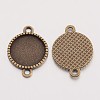 Tibetan Style Alloy Flat Round Cabochon Connector Settings X-TIBE-Q038-001C-AB-NR-2