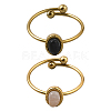 2Pcs 2 Colors Stainless Steel with Synthesis Gemstone Adjustable Cuff Rings RJEW-GO0001-37C-1