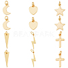 SUPERFINDINGS 12Pcs 6 Style Brass Pendants KK-FH0005-59-1