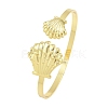 Marine Organism Brass Cuff Bangles for Women BJEW-D368-03H-G-4