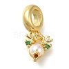 Rack Plating Brass Cubic Zirconia European Dangle Charms with ABS Imitation Pearl KK-Z086-26G-1