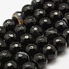 Faceted Natural Black Agate Beads Strands G-F447-6mm-H05-1