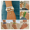 2 Bags Summer Beach Glass Seed Beaded & Natural Shell & Alloy Starfish Charm Anklet Sets AJEW-TA0003-69F-10