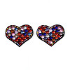 Heart Hotfix Glass Rhinestone with Cloth Patches PATC-T002-02E-1