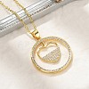 Brass Micro Pave Clear Cubic Zirconia Ring Pendant Necklaces NJEW-P322-A04-G-1