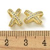 Letter X Rack Plating Brass Micro Pave Cubic Zirconia Europen Beads KK-K386-15G-01-3