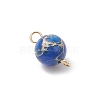 Dyed Natural Imperial Jasper Round Connector Charms PALLOY-JF04248-02-4