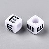 Large Hole Acrylic Letter European Beads SACR-Q103-6mm-01E-2