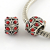 Antique Silver Plated Alloy Rhinestone Large Hole European Beads X-MPDL-R041-02E-1