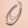 Alloy Lock Pendant Safety Pin Dice Chain Multi-Layered Necklaces FS-WG7F0DA-05-1