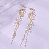 304 Stainless Steel & Brass Dangle Stud Earrings EJEW-TA00807-1
