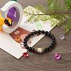 Natural Lava Rock & Natural and Synthetic Howlite Stretch Bracelets Set for Couples Best Friendship BJEW-JB06869-8