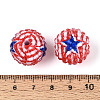 Independence Day Opaque Acrylic Round Beads OACR-T029-07B-3