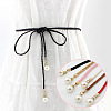 Imitation Leather Braided Belly Belt with Plastic Imitation Pearl Round Bead WG11EBA-03-2