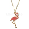 Alloy Enamel Flamingo Pendant Necklace with 304 Stainless Steel Chains NJEW-JN04411-5