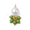 5Pcs 5 Colors ABS Plastic Imitation Pearl Round & Dyed Synthetic Turquoise Tassel Pendants PALLOY-JF03515-2